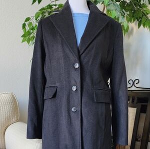 Halogen Wool Blend Black Long Coat- size 8 (NWT)